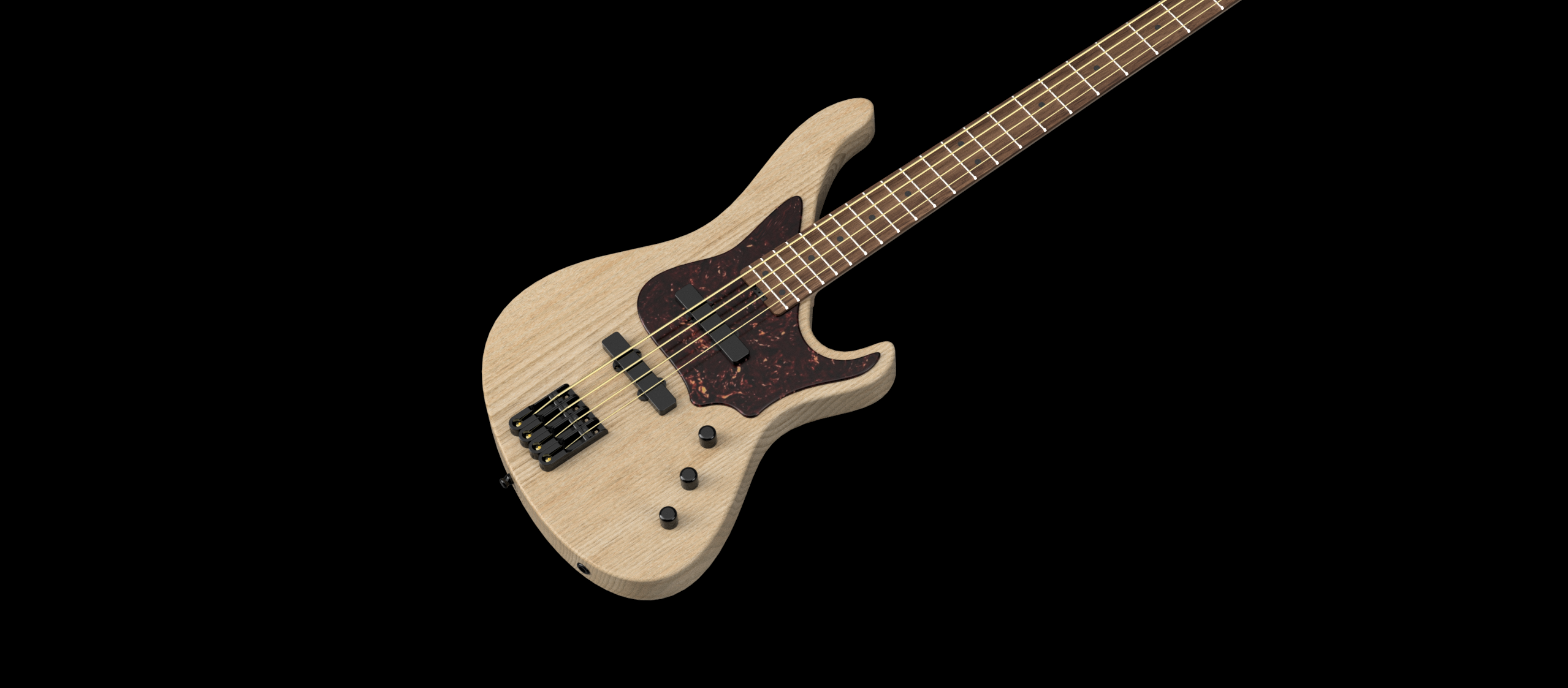 A side render of the Belforti A-Series, showing the raw and natural features of the instrument