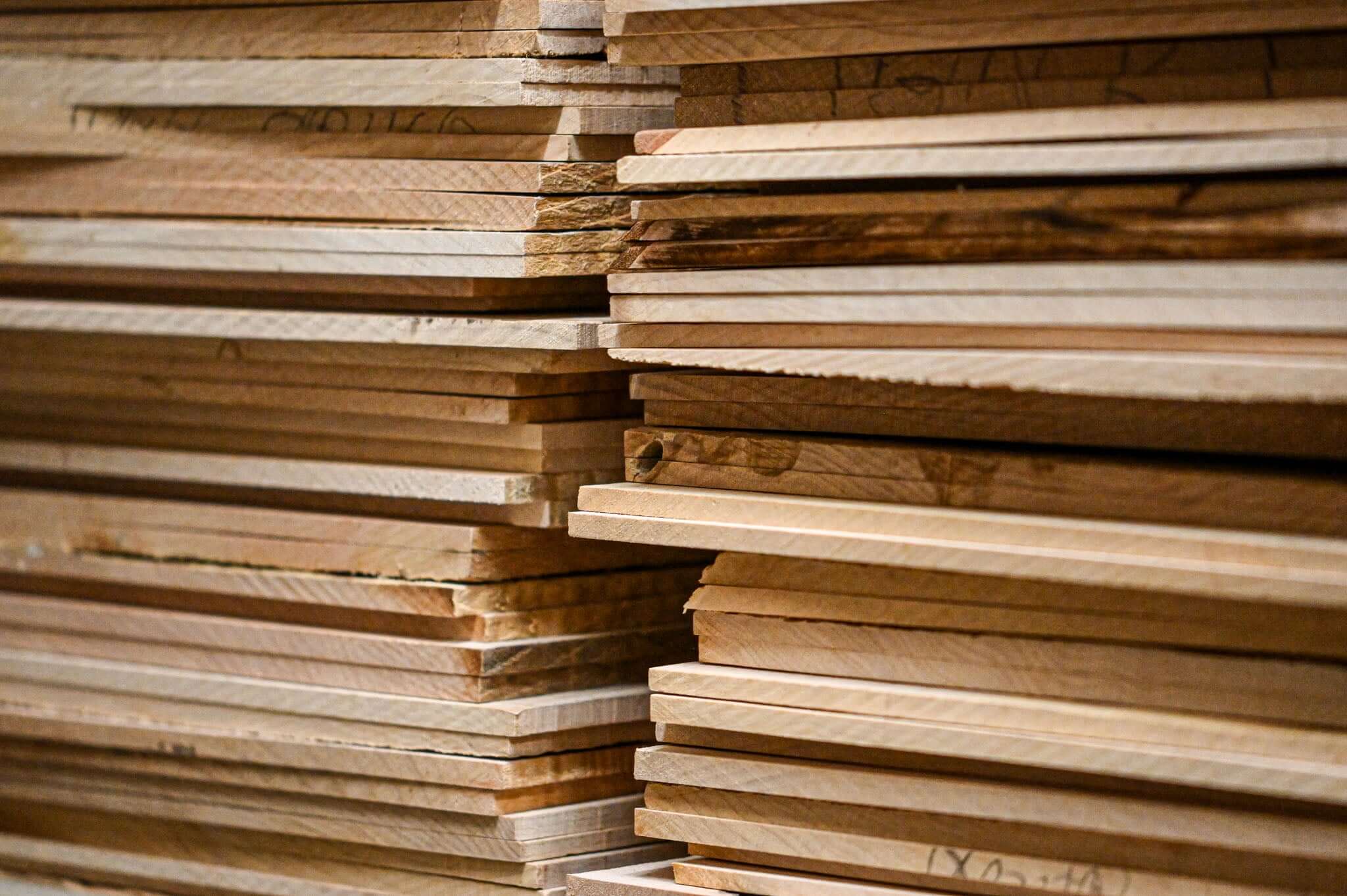 Multiple spruce guitar tops stacked