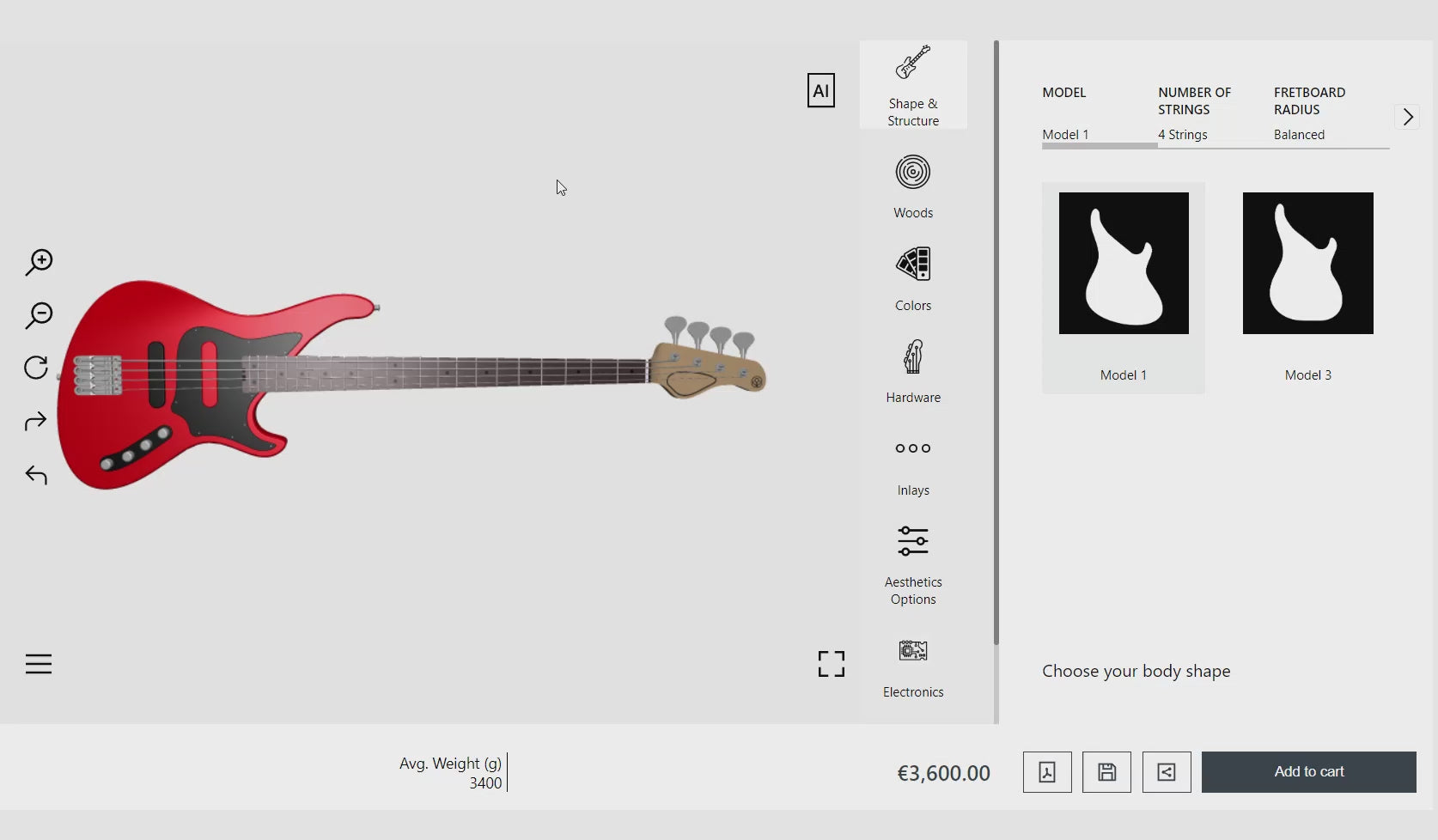 Load video: A detailed video showcasing the customization options of the Belforti 3D Guitar Configurator