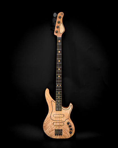 M-Series Belforti M3 Maple Bass Custom with a sleek design and distinctive headstock, highlighting craftsmanship by Belforti Instruments.
