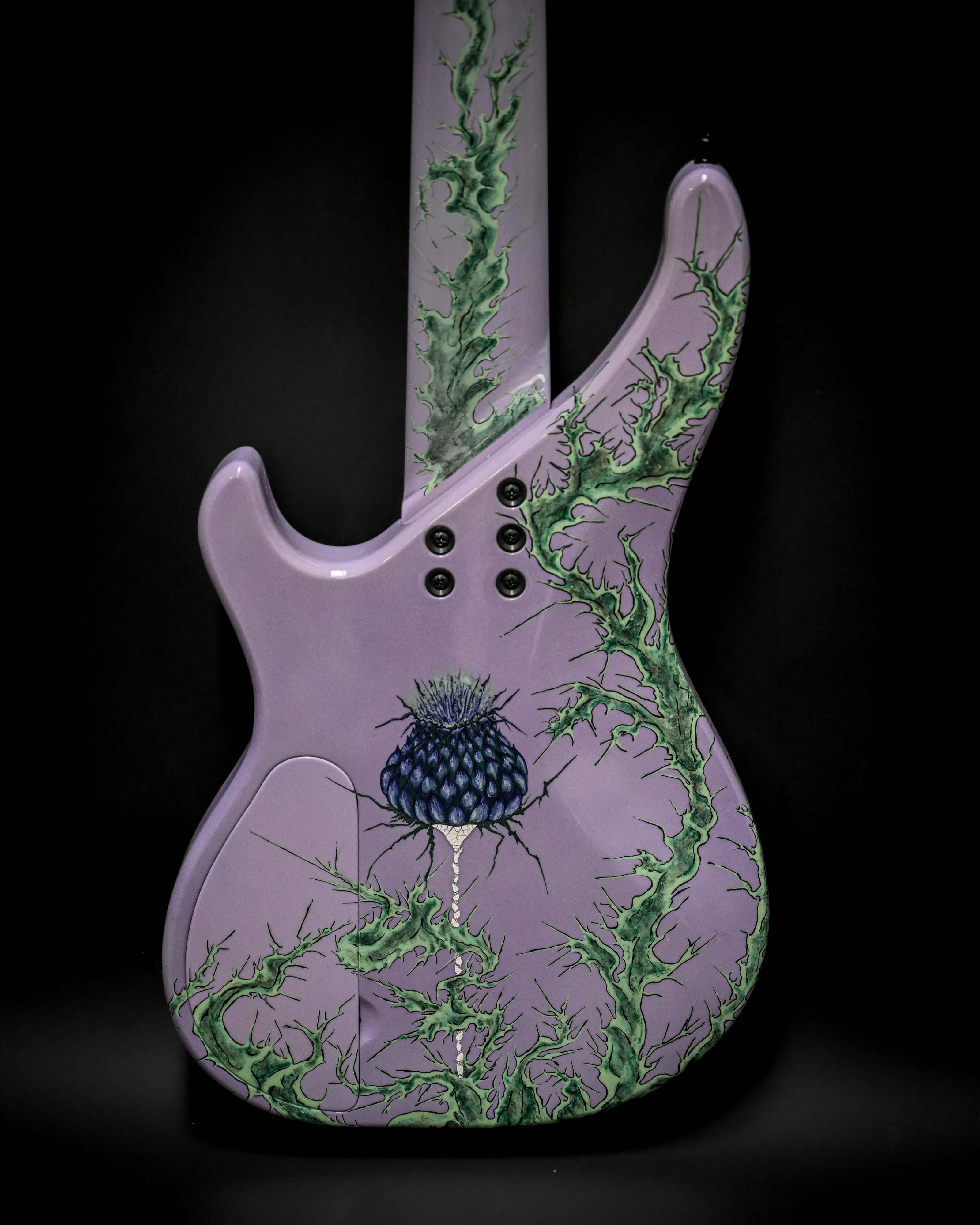 Vēa 5 - Essential bass guitar, custom high-end boutique design by Belforti, featuring unique artwork and luxury craftsmanship.