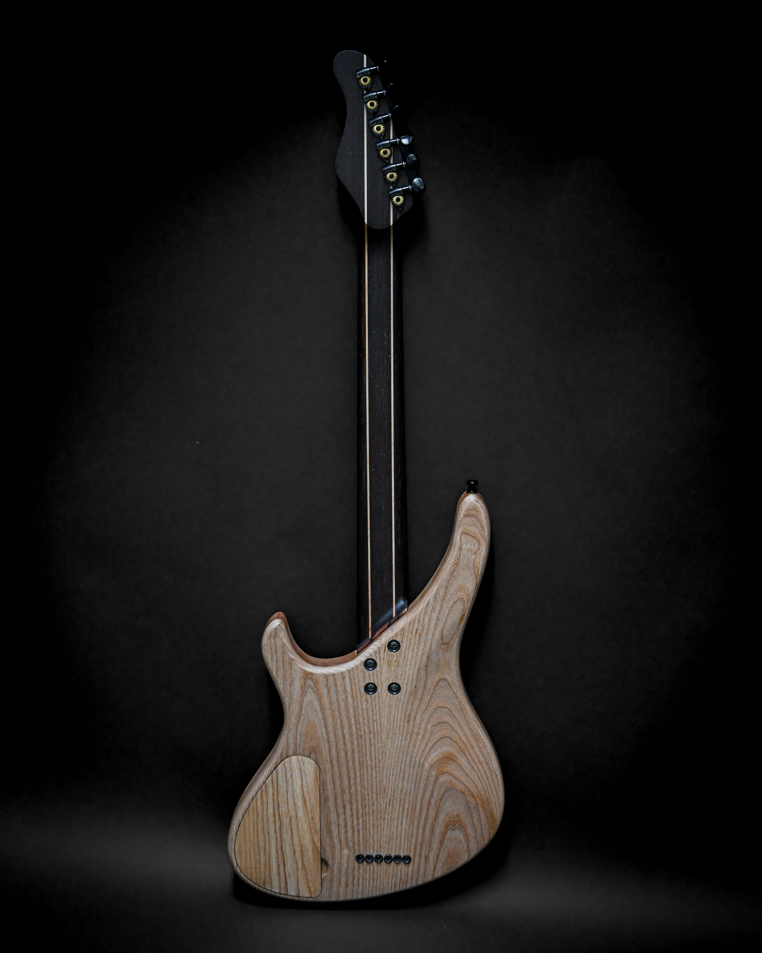 Sarā 6 - Masterbuilt custom electric guitar with premium tonewoods on dark background