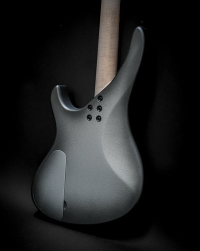 Back view of Sarā 6 - Essential custom electric guitar in grey finish showcasing the sleek design and reliable hardware.