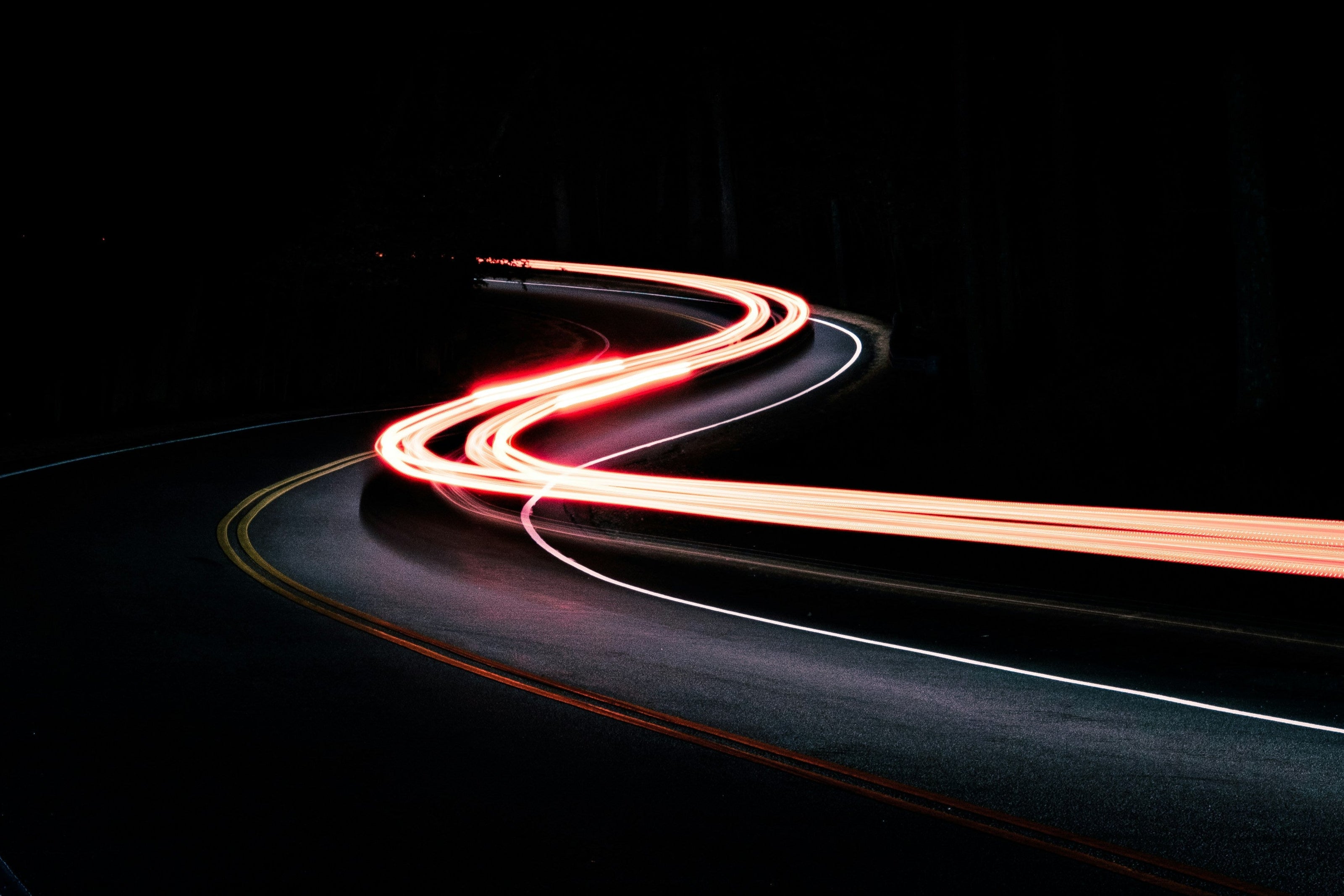 Lights flashing on a road