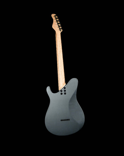 Back view of Belforti Konē 6 - Essential, a custom boutique electric guitar, showcasing its high-end design and selected tonewoods.