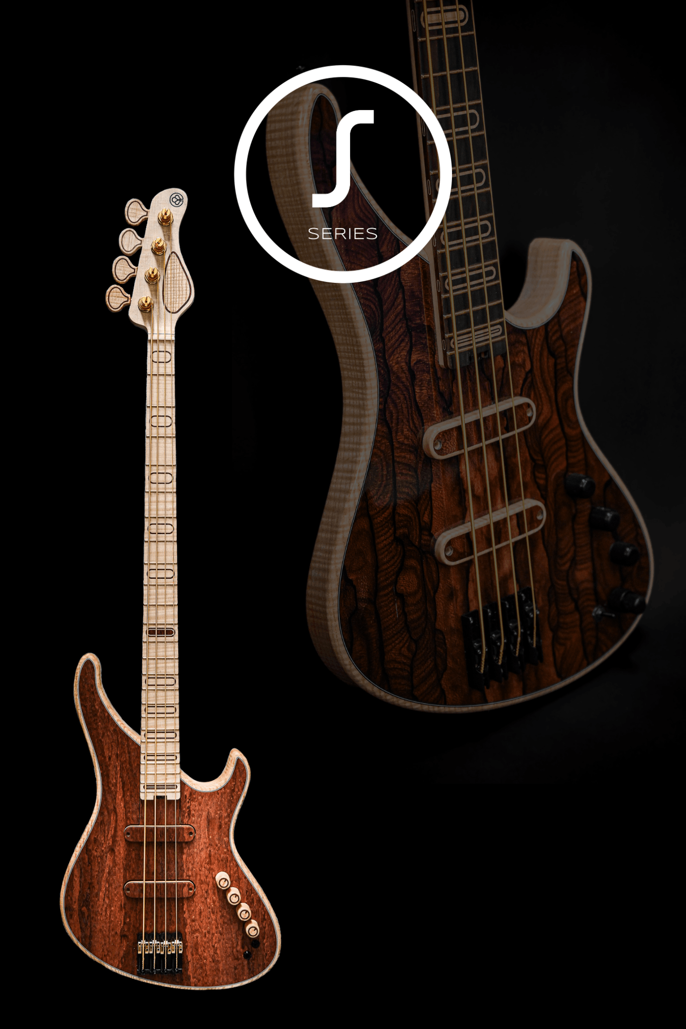 MARĒ Signature custom 4-string bass by Belforti Instruments, handcrafted in France, featuring premium tonewoods and modern design.