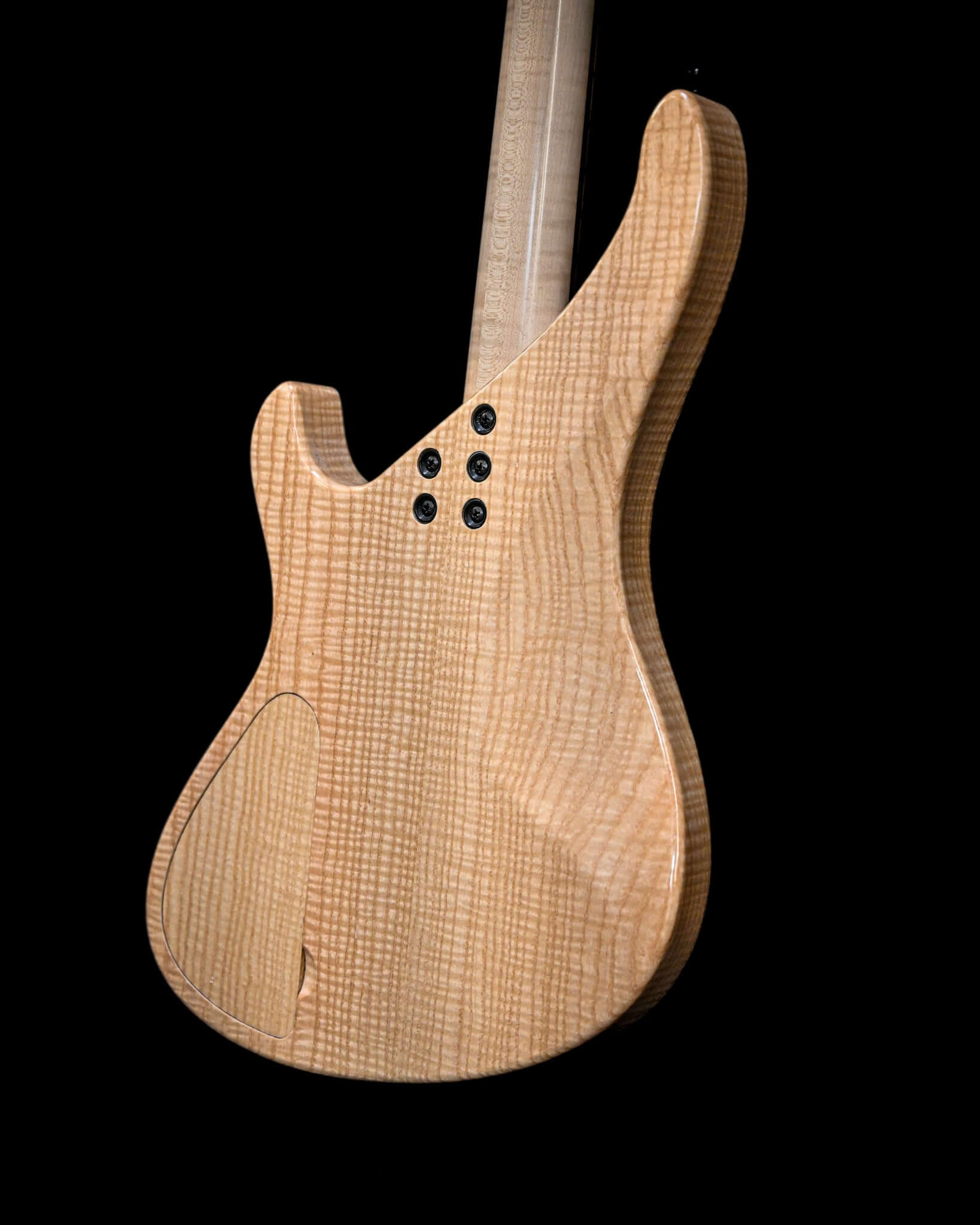 Rear view of Belforti Marē 4 - Signature guitar showcasing advanced construction and premium wood craftsmanship.