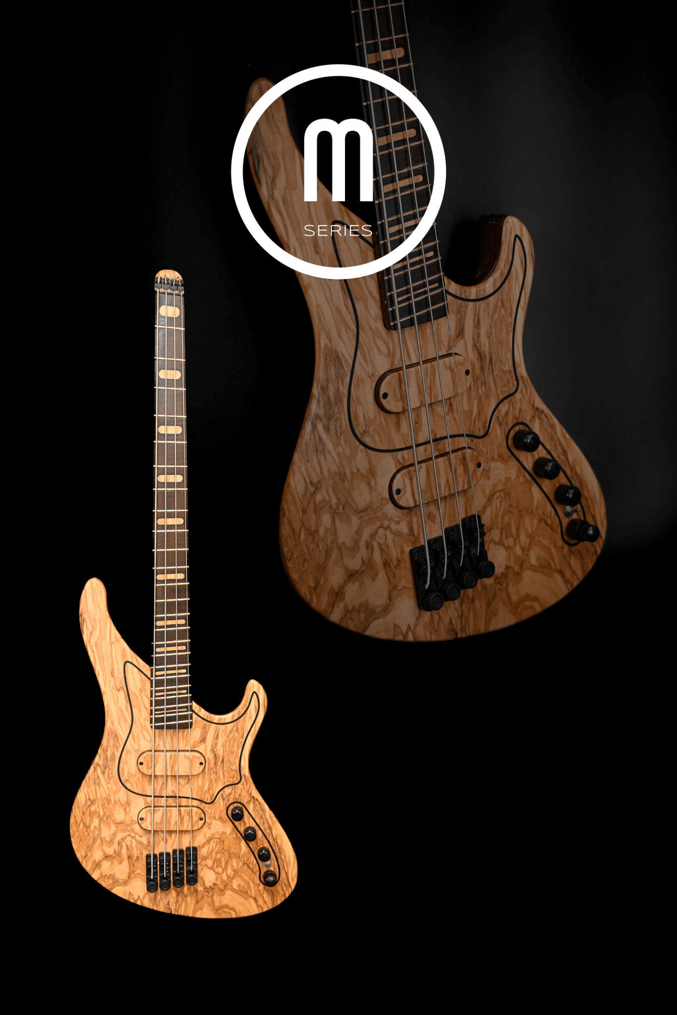 Bajo MARĒ Masterbuilt de 4 cuerdas fabricado por Belforti Instruments, hecho a mano con maderas de primera calidad y con un diseño moderno de estilo jazz.