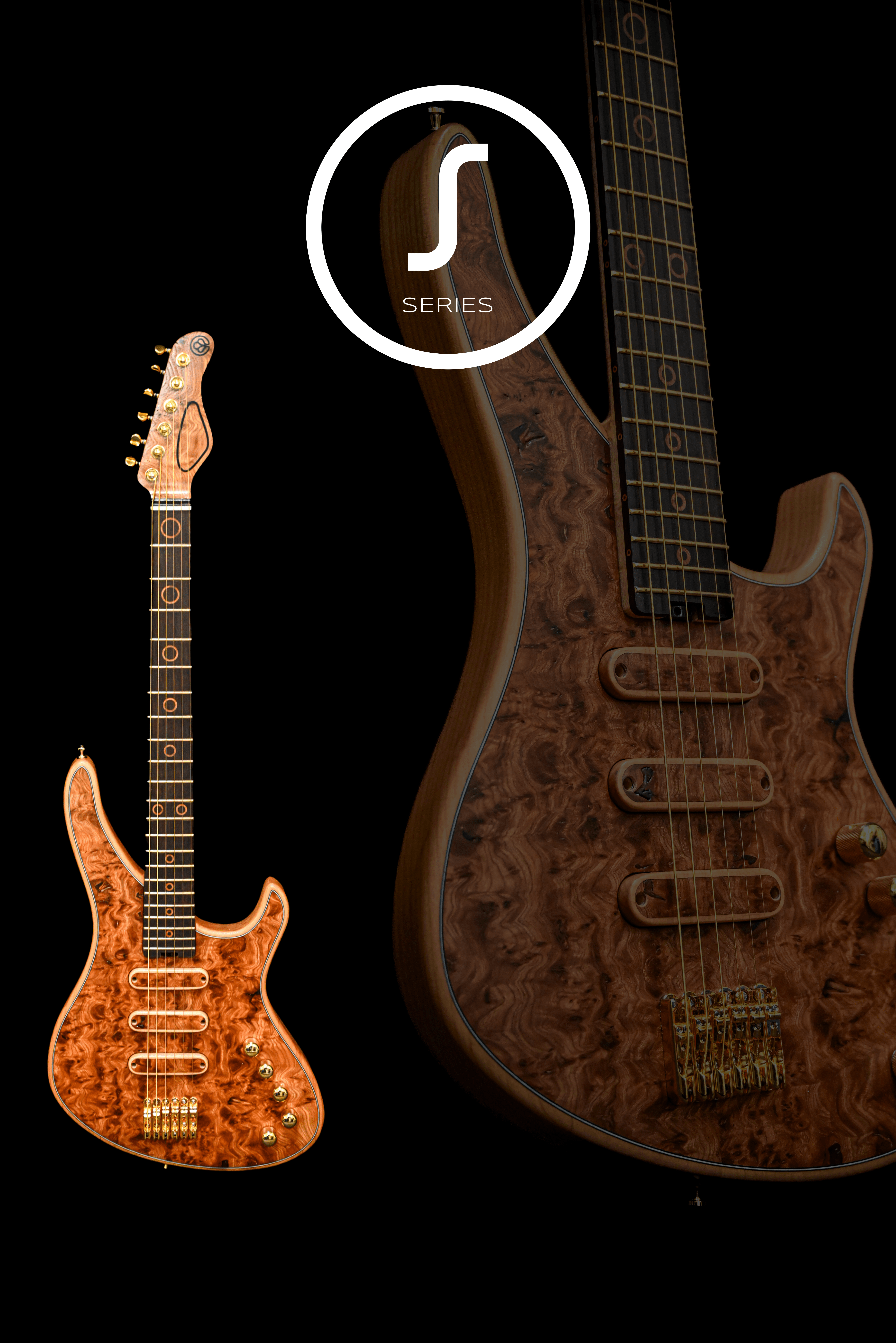 SARĀ Signature electric guitar by Belforti, featuring Bare Knuckle True Grit SSS pickups, crafted with ergonomic design and titanium-reinforced neck.