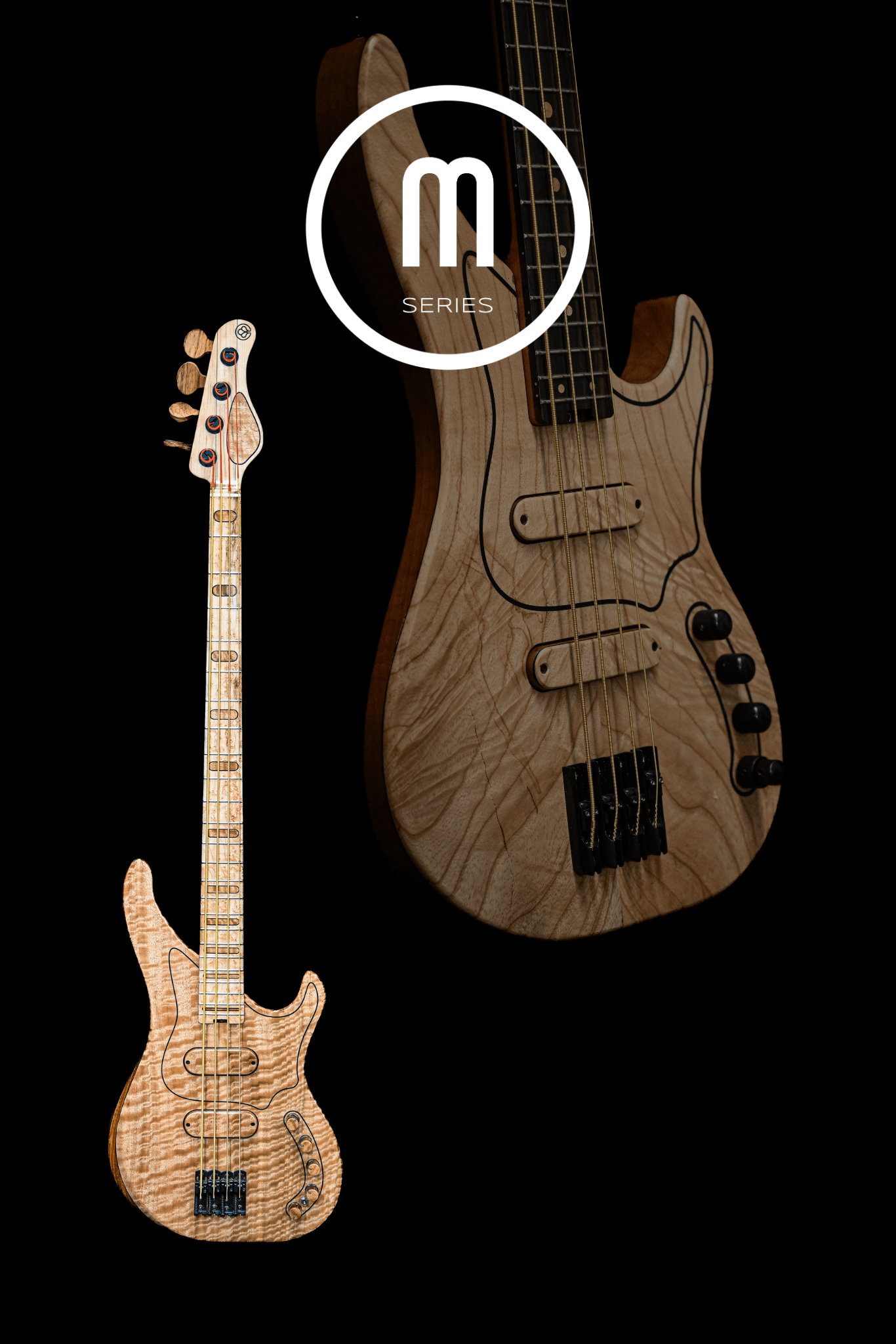 Bajo VĒA Masterbuilt de 4 cuerdas fabricado por Belforti, hecho a mano en Francia con un diseño simétrico para lograr equilibrio y maderas de primera calidad.