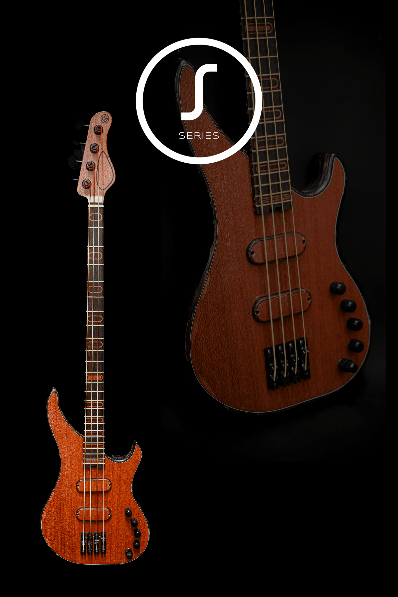 VĒA Signature 4-string bass handcrafted by Belforti Instruments, showcasing modern P-style design and premium tonewoods.