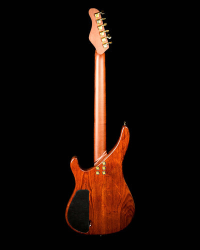 Back view of Yatē 6 - Masterbuilt by Belforti, showcasing premium tonewoods on this custom boutique electric guitar.