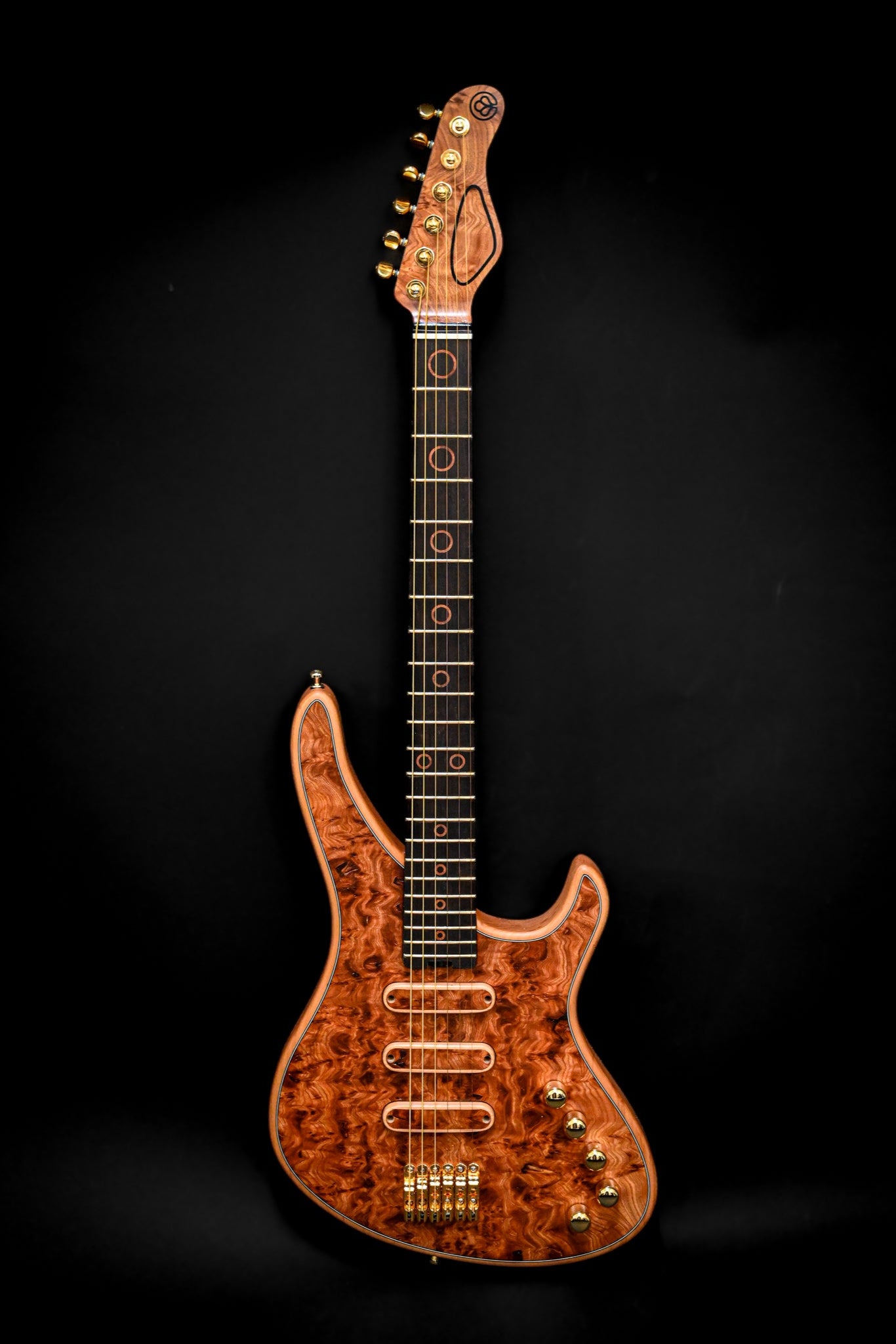 S5 Active - une image de cette guitare avec une table en loupe d'orme mettant en valeur sa magnifique table en loupe d'orme et son design élégant.