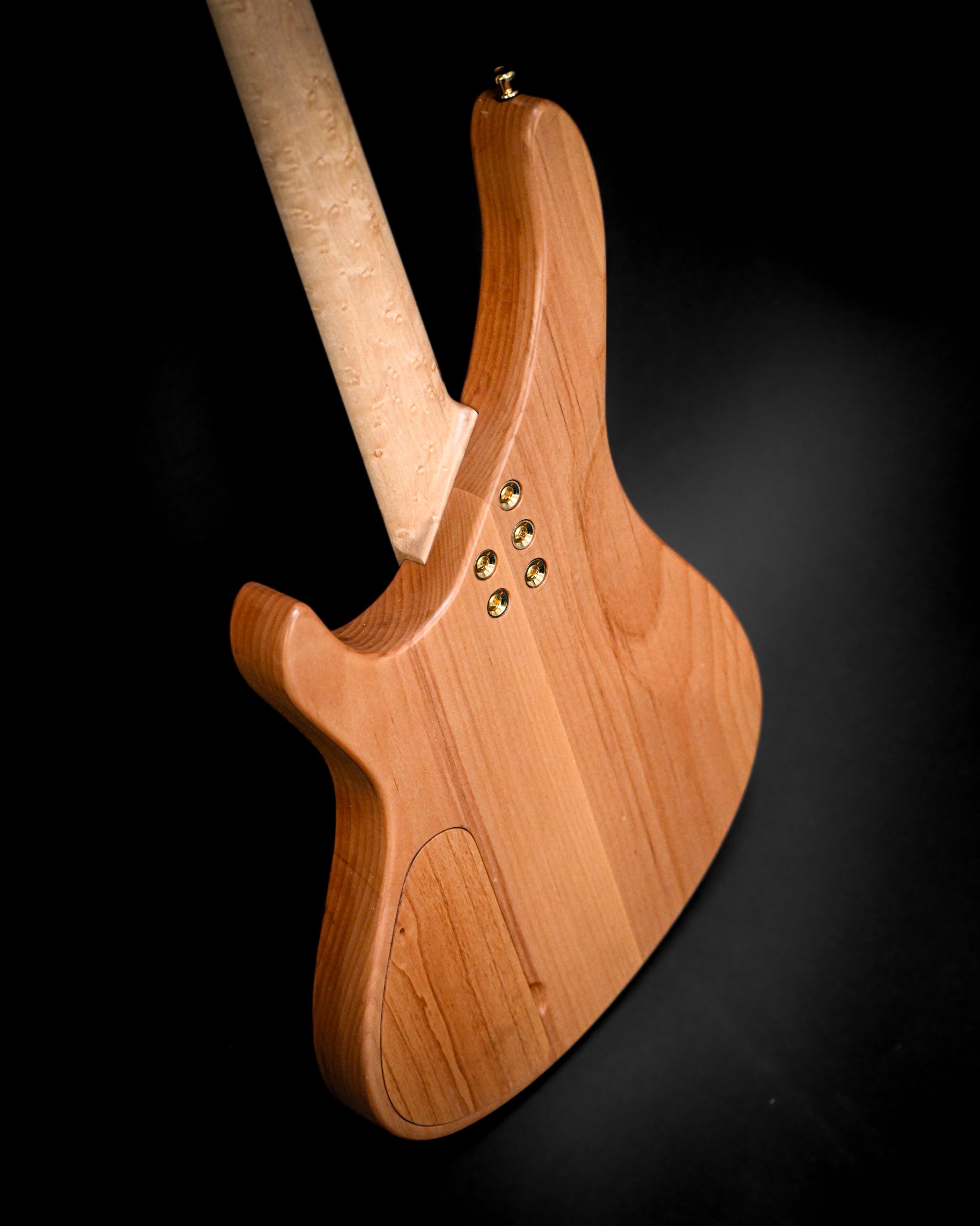 S5 Active - Elm Burl 吉他的背板展示了光滑的漆面和木纹细节。